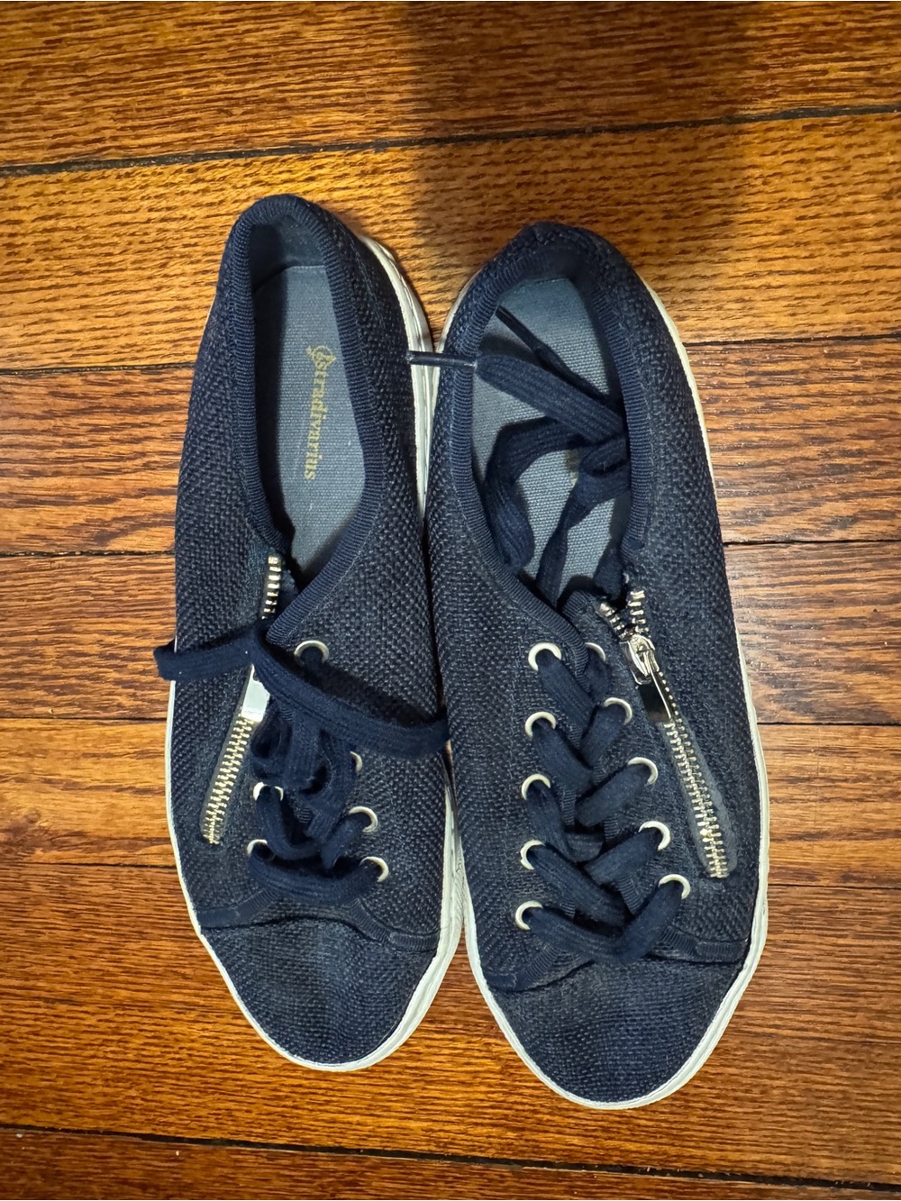 stradivarius Navy Blue Low-Top Sneakers with Silver Zippers